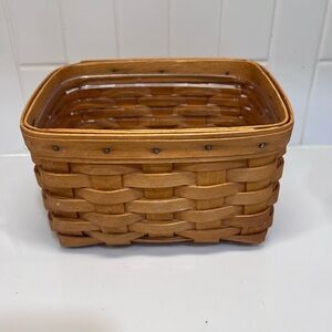 Longaberger Recipe Card Basket Small Tapered Rectangle Basket w Protector